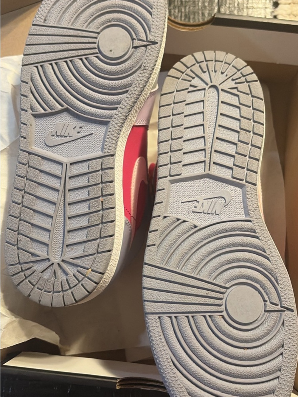 Nike Kids Red Pink and Gray High-Top Sneakers (size 5y) - Picture 2 of 3